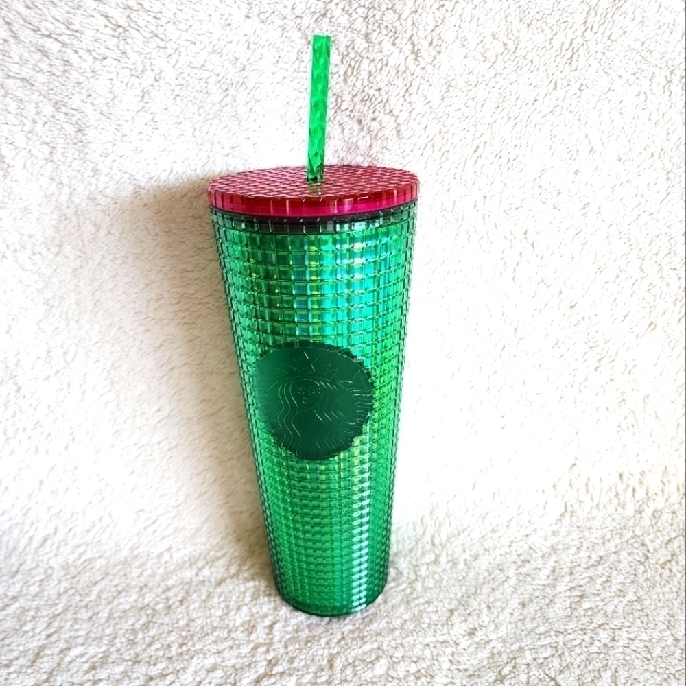 NEW Starbucks Watermelon Green Sprout Grid Venti 24oz Cold drink Tumble